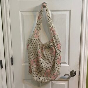 Free People Floral Large Cotton Gauze Pink Black Reusable Lightweight Tote Bag